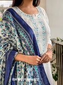 Embroidered Handloom Kurti With Pant And Khadi Silk Dupatta-ISKWSU11084522
