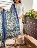 Embroidered Handloom Kurti With Pant And Khadi Silk Dupatta-ISKWSU11084522