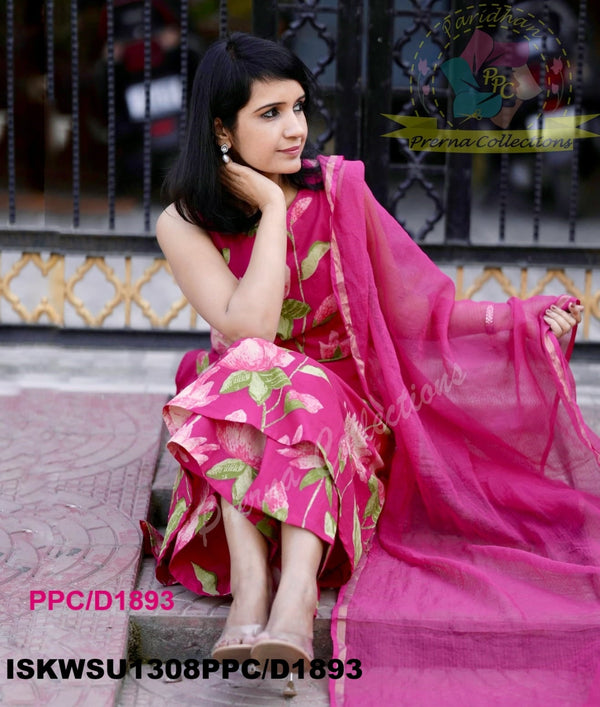 Pichwai Printed Cotton A-Line Kurti With Pant And Kota Doriya Dupatta-ISKWSU1308PPC/D1893