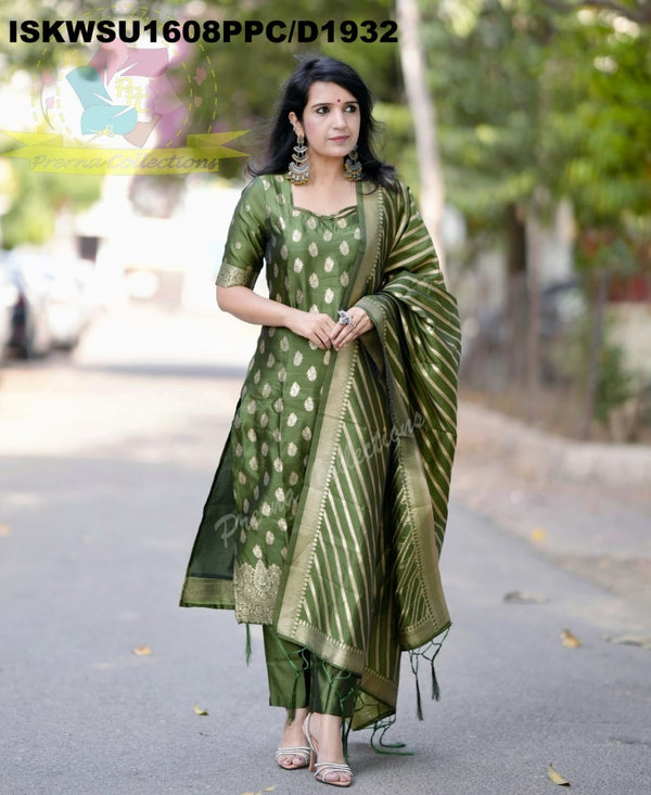 Banarasi Weaved Chanderi Silk Kurti With Silk Pant And Banarasi Dupatta-ISKWSU1608PPC/D1932