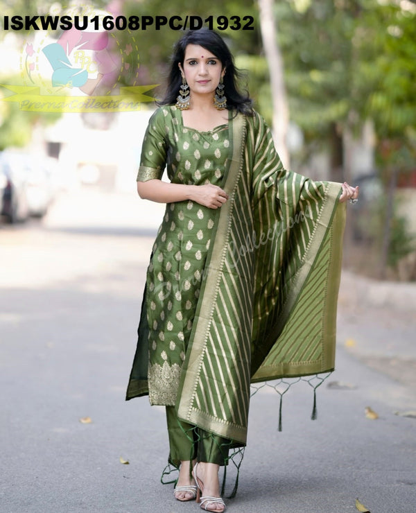 Banarasi Weaved Chanderi Silk Kurti With Silk Pant And Banarasi Dupatta-ISKWSU1608PPC/D1932
