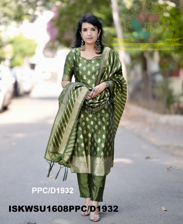 Banarasi Weaved Chanderi Silk Kurti With Silk Pant And Banarasi Dupatta-ISKWSU1608PPC/D1932