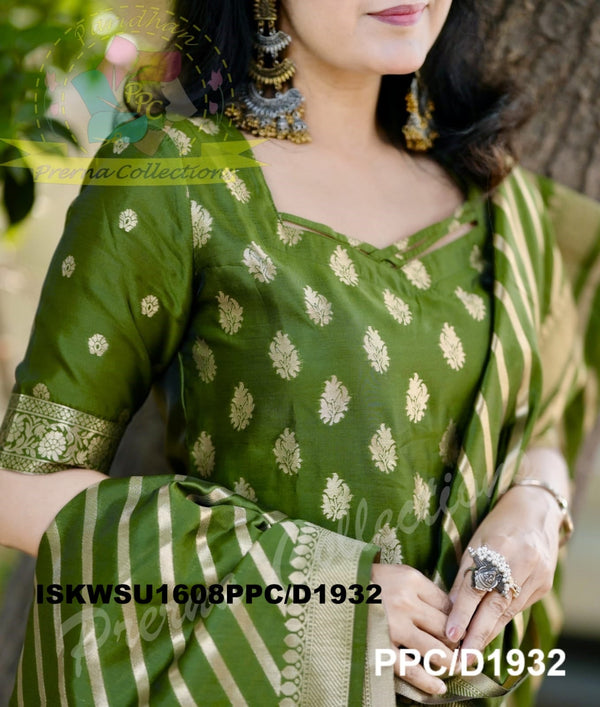 Banarasi Weaved Chanderi Silk Kurti With Silk Pant And Banarasi Dupatta-ISKWSU1608PPC/D1932