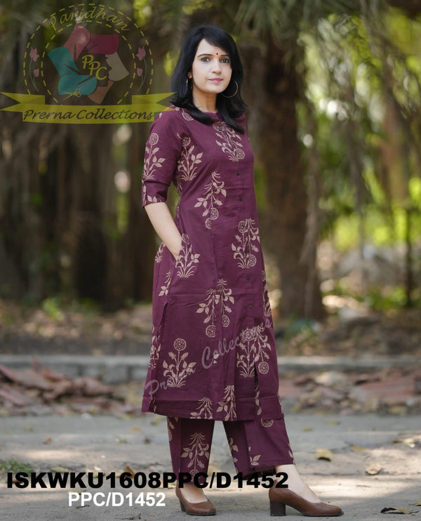 Mughal Printed Cotton A-Line Kurti With Pant-ISKWKU1608PPC/D1452
