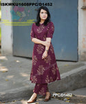Mughal Printed Cotton A-Line Kurti With Pant-ISKWKU1608PPC/D1452
