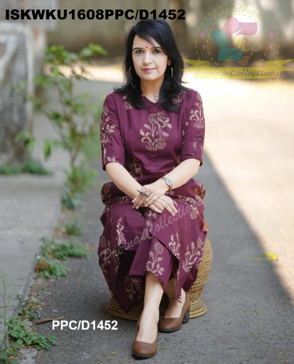Mughal Printed Cotton A-Line Kurti With Pant-ISKWKU1608PPC/D1452