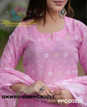 Hand Jamdani Weaved Cotton Kurti With Pant And Dupatta-ISKWSU1808PPC/D2022