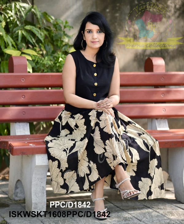 Floral Printed Cotton Skirt With Top-ISKWSKT1608PPC/D1842