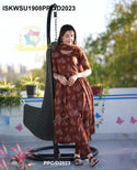 Bandhani Printed Cotton Anarkali Kurti With Pant And Kota Doriya Dupatta-ISKWSU1908PPC/D2023