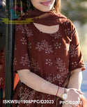 Bandhani Printed Cotton Anarkali Kurti With Pant And Kota Doriya Dupatta-ISKWSU1908PPC/D2023
