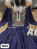 Embroidered Maslin Silk Dress-ISKWDR1508AGC5053