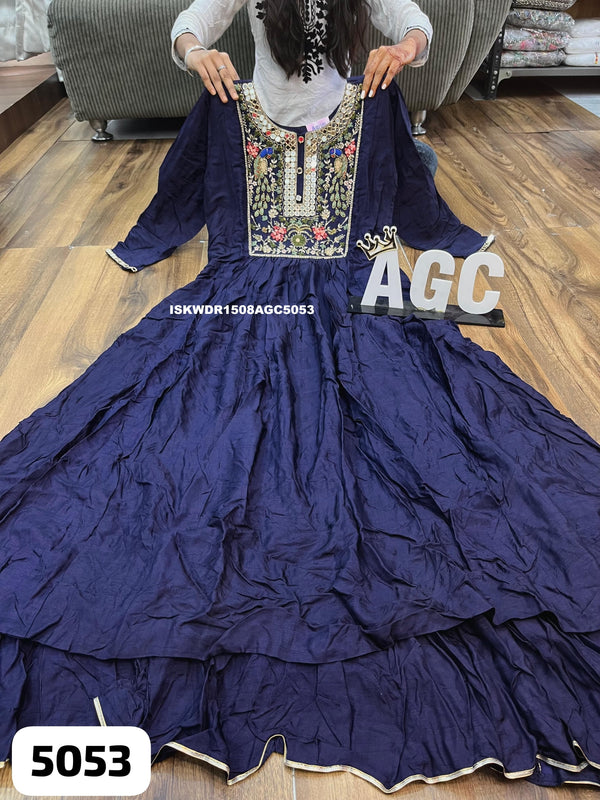 Embroidered Maslin Silk Dress-ISKWDR1508AGC5053