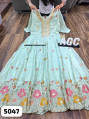 Embroidered Tissue Silk Gown With Dupatta-ISKWGN1508AGC5047