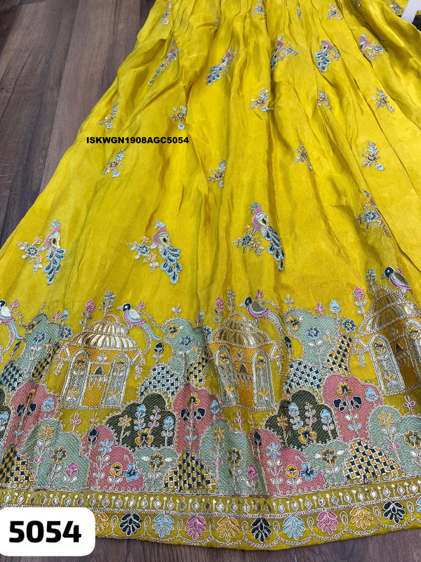 Embroidered Tissue Silk Gown With Dupatta-ISKWGN1908AGC5054