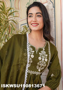 Bandhej Printed Cotton A-Line Kurti With Pant And Dupatta-ISKWSU190813671