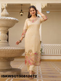Printed Chanderi Silk Kurti With Pant And Dupatta-ISKWSU190813672