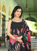 Printed Maslin Shoulder Striped Kurti With Pant And Dupatta-ISKWSU20086658