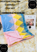 Glace Cotton Bedsheet With Pillow Cover And Reversible Comforter Set-ISKBDS27086526