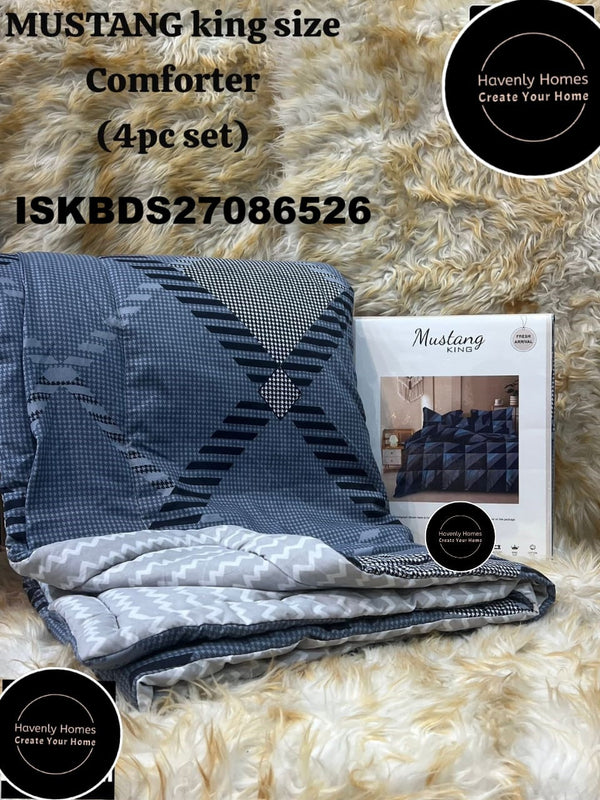 Glace Cotton Bedsheet With Pillow Cover And Reversible Comforter Set-ISKBDS27086526