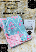 Glace Cotton Bedsheet With Pillow Cover And Reversible Comforter Set-ISKBDS27086526