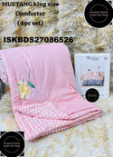 Glace Cotton Bedsheet With Pillow Cover And Reversible Comforter Set-ISKBDS27086526