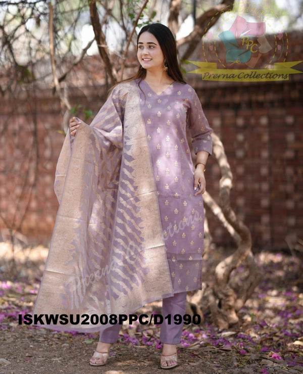 Banarasi Weaved Chanderi Silk Kurti With Silk Pant And Banarasi Dupatta-ISKWSU2008PPC/D1990