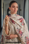 Embroidered Silk Kurti With Floral Printed Pant And Dupatta-ISKWSU20086659