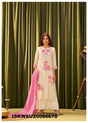 Embroidered Crepe Silk Kurti With Palazzo And Dupatta-ISKWSU21086670