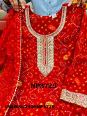 Bandhani Printed Georgette Anarkali Kurti With Pant And Net Dupatta-ISKWSU2108NP3725