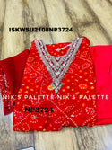 Bandhani Printed Georgette Kurti With Pant And Net Dupatta-ISKWSU2108NP3724