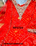 Bandhani Printed Georgette Kurti With Pant And Net Dupatta-ISKWSU2108NP3724