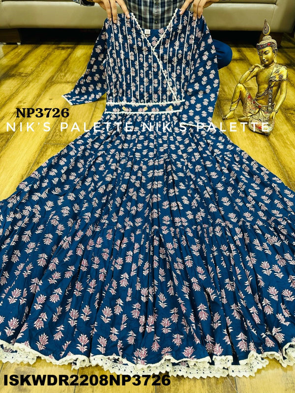 Hand Block Kalamkari Printed Cotton Dress-ISKWDR2208NP3726