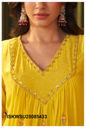 Embroidered Malmal Chanderi Kurti With Pant And Dupatta-ISKWSU25085433