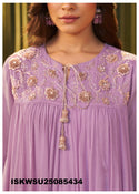 Embroidered Chinon Kurti With Pant And Dupatta-ISKWSU25085434