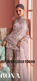 Embroidered Net Kurti With Sharara And Dupatta-ISKWSH280810089