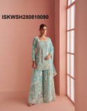 Embroidered Net Kurti With Sharara And Dupatta-ISKWSH280810090