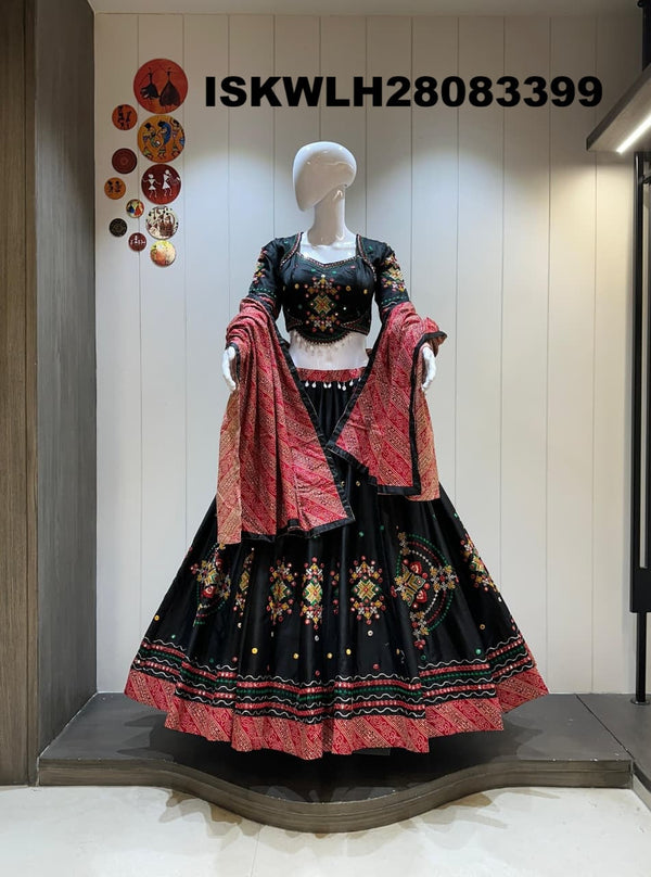 Cotton Lehenga With Padded Blouse And Bandhani Printed Dupatta-ISKWLH28083399