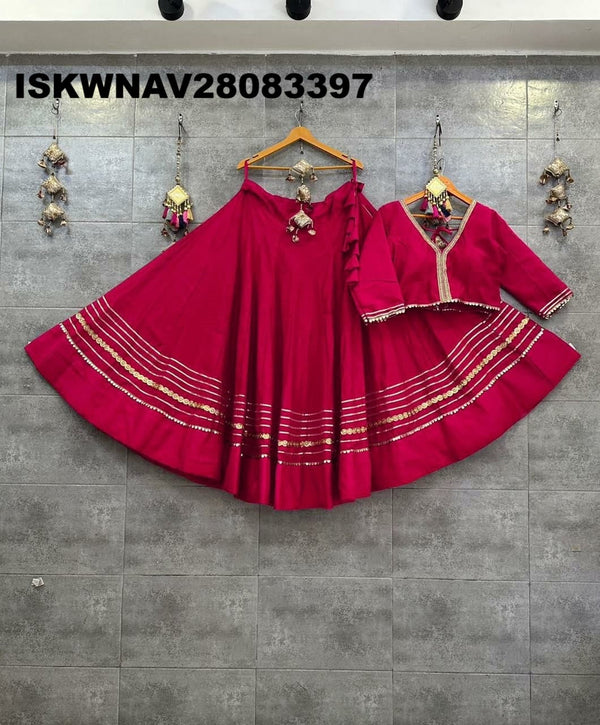 Sequined Silk Lehenga With Blouse-ISKWNAV28083397