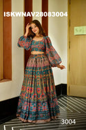 Digital Printed Silk Lehenga With Blouse And Organza Dupatta-ISKWNAV28083004