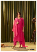 Embroidered Malmal Chanderi Kurti With Pant And Dupatta-ISKWSU29082457