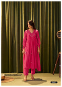 Embroidered Malmal Chanderi Kurti With Pant And Dupatta-ISKWSU29082457