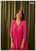 Embroidered Malmal Chanderi Kurti With Pant And Dupatta-ISKWSU29082457