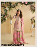Embroidered Chinon Silk Kurti With Printed Sharara And Dupatta-ISKWSH300810071