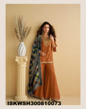 Embroidered Chinon Silk Kurti With Sharara And Printed Dupatta-ISKWSH300810073