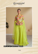 Printed Chinon Top With Sharara And Net Dupatta-ISKWSH30087525