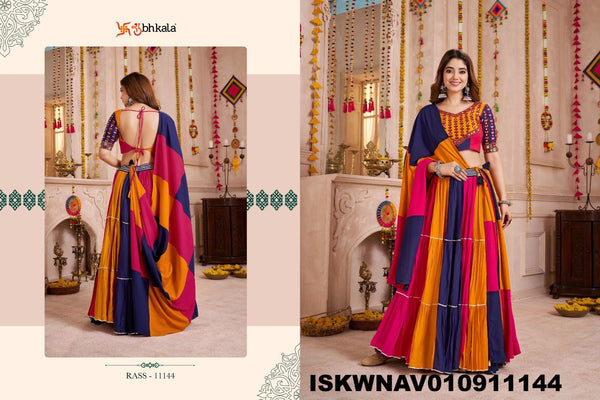 Embroidered Viscose Cotton Lehenga With Blouse And Dupatta-ISKWNAV010911144