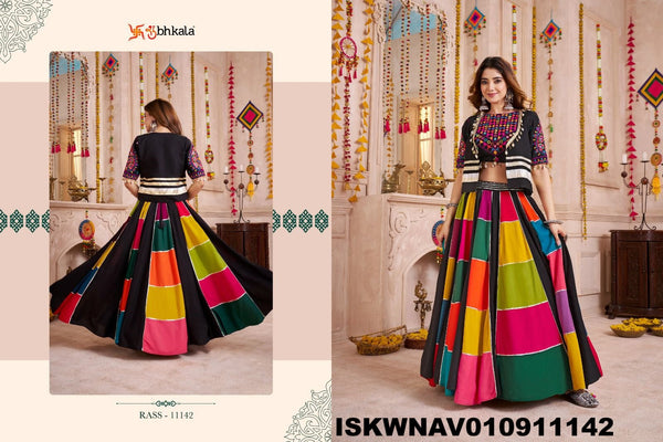 Embroidered Viscose Cotton Lehenga With Blouse And Jacket-ISKWNAV010911142