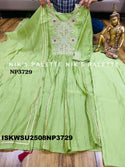 Embroidered Malmal Chanderi A-Line Kurti With Pant And Dupatta-ISKWSU2508NP3729