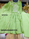 Embroidered Malmal Chanderi A-Line Kurti With Pant And Dupatta-ISKWSU2508NP3729