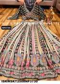Digital Printed Crepe Silk Skirt With Crop Top And Dupatta-ISKWSKT2508NP3730